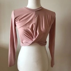 Pink long sleeve crop top